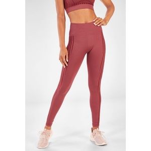 Fabletics High-Waisted Seamless Rib Leggings in Dark Rouge